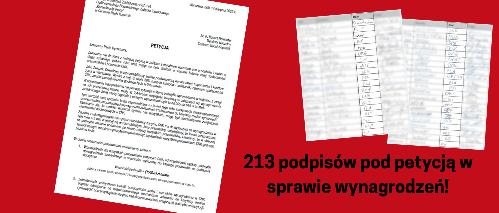 Złożyliśmy petycję ws. wynagrodzeń!
